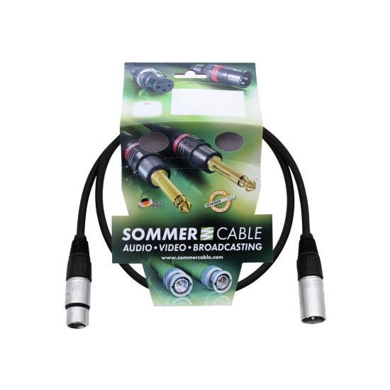 SOMMER CABLE Cavo XLR 3 Pin 0.5m Nero con Connettori Neutrik - Alta Qualità Made in Germany