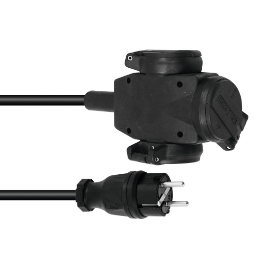 PSSO Prolunga Tripla 3x2,5 10m IP54 Nero per Eventi all'Aperto | Made in Germany