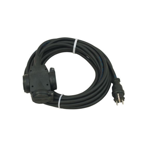 PSSO Prolunga Tripla 3x2,5 10m IP54 Nero per Eventi all'Aperto | Made in Germany