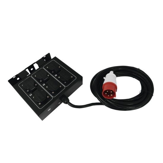 EUROLITE SB-65 Split Box: 7.5m Cavo, 6 Prese Sicurezza, CEE 16A