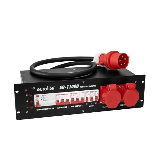 Distributore di corrente rack EUROLITE SB-1100B 32 A - PDU 19 3U con prese CEE e protezioni