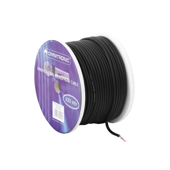 OMNITRONIC Cavo Microfono 100m Nero con Set Connettori XLR 3 Poli