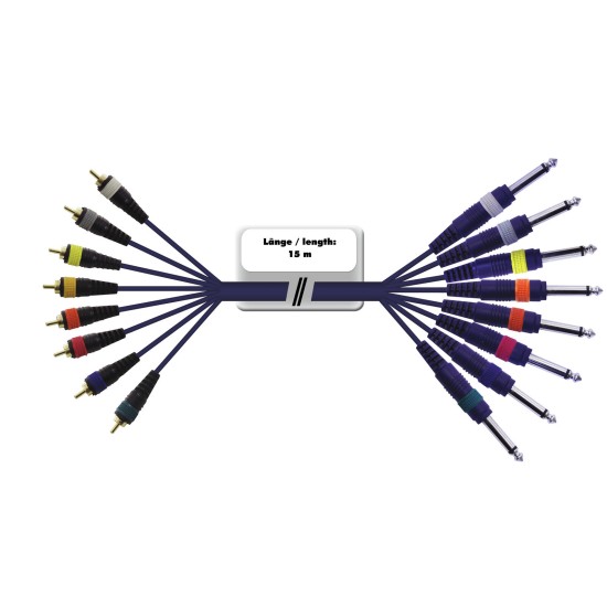 Cavo Frusta RCA/Klinke Mono 8x8, 15m - Alta Qualità, Bilanciato, Flessibile