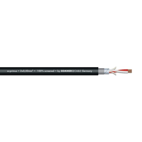 SOMMER CABLE Cavo Microfono Professionale 2x0,50mm² 100m Nero SC-Primus FRNC