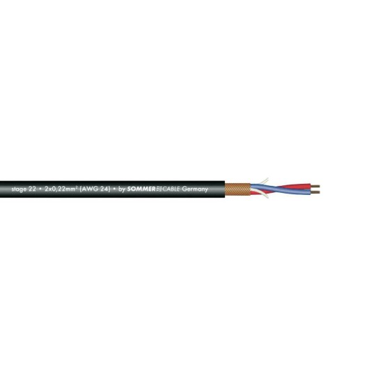 Cavo Microfono SOMMER CABLE Stage 22 2x0,22 mm² 100m Nero - Alta Qualità per Studi e Palchi