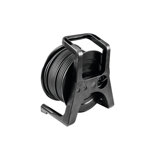 PSSO Avvolgicavo DMX XLR 50m Nero con Connettori Neutrik e Cavi 2x0,22 mm²