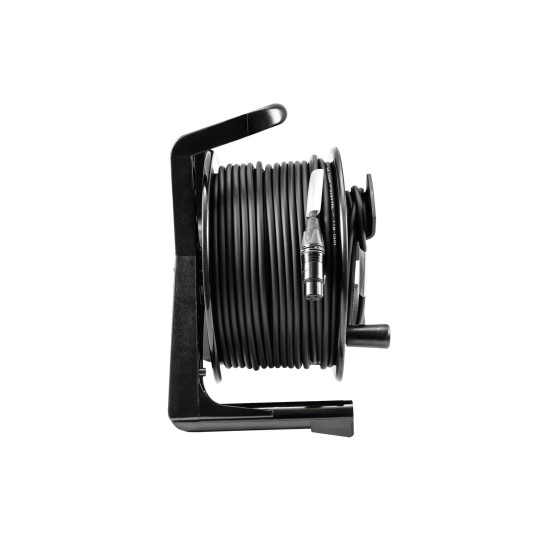 PSSO Avvolgicavo DMX XLR 50m Nero con Connettori Neutrik e Cavi 2x0,22 mm²