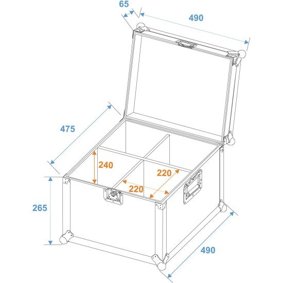 ROADINGER Flightcase EPS-56 per 4 Proiettori PAR-56 Spot Corti - Custodia Protettiva