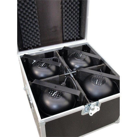 ROADINGER Flightcase PRO per 4x PAR-64 Spot, Custodia Universale in Legno di Betulla