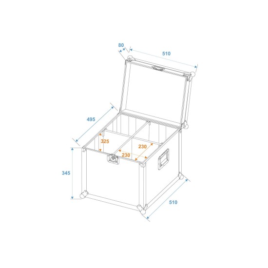 ROADINGER Flightcase PRO per 4x PAR-64 Spot, Custodia Universale in Legno di Betulla
