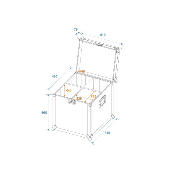 ROADINGER Flightcase Professionale per 4 PAR-64 Spot - Custodia in Legno Multistrato