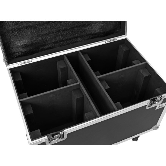ROADINGER Flightcase con Ruote Girevoli per 4 TMH-X4 - Custodia Professionale in Alluminio