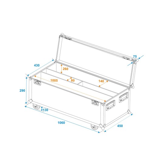 ROADINGER Flightcase con Ruote per 2 LED TMH Bar-S120 - Custodia Protettiva