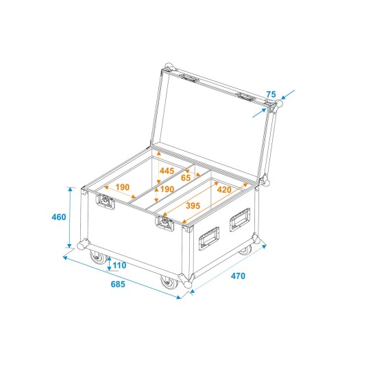 Custodia Professionale ROADINGER Flightcase 2x TMH-W555 con Ruote Girevoli
