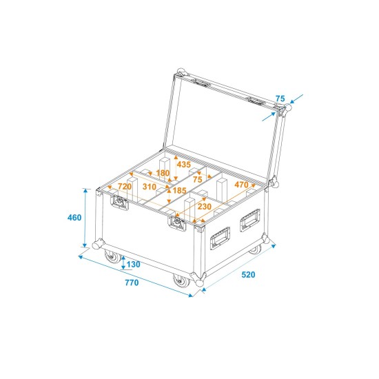 ROADINGER Flightcase 4x TMH-W400 con Ruote Girevoli - Protezione Robusta per Attrezzature