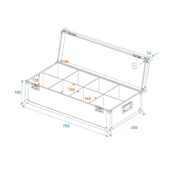 ROADINGER Flightcase Professionale per 8 AKKU UP-4 con Carica Integrata