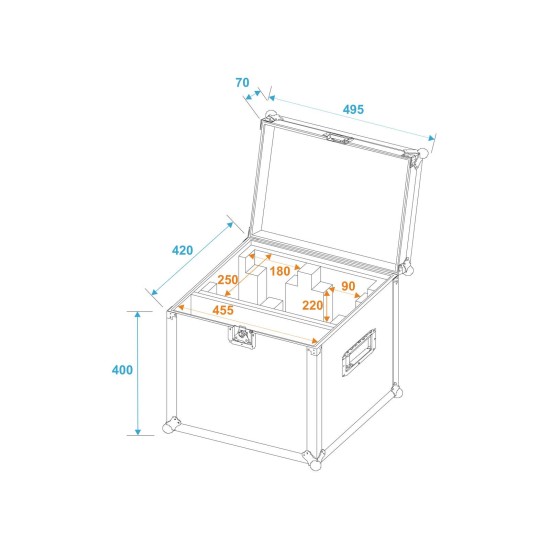 ROADINGER Flightcase PRO per 2 EYE-7 RGBW Zoom - Custodia Robusta e Imbottita