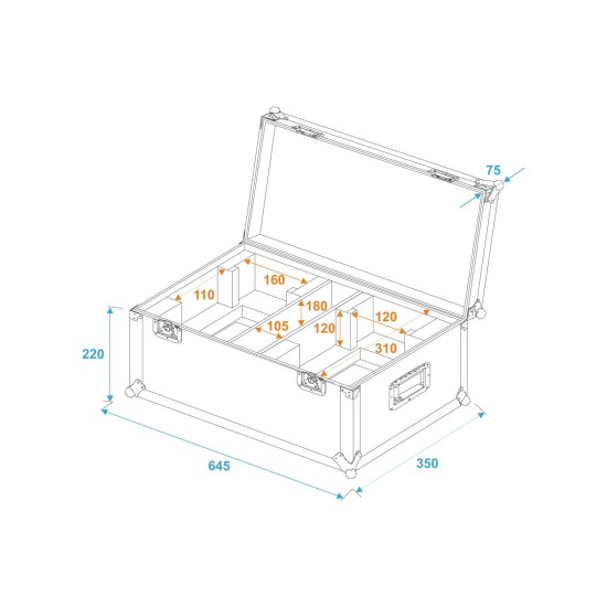 ROADINGER Flightcase Professionale per 2 THA-40 PC con Vano Accessori e Serrature a Farfalla