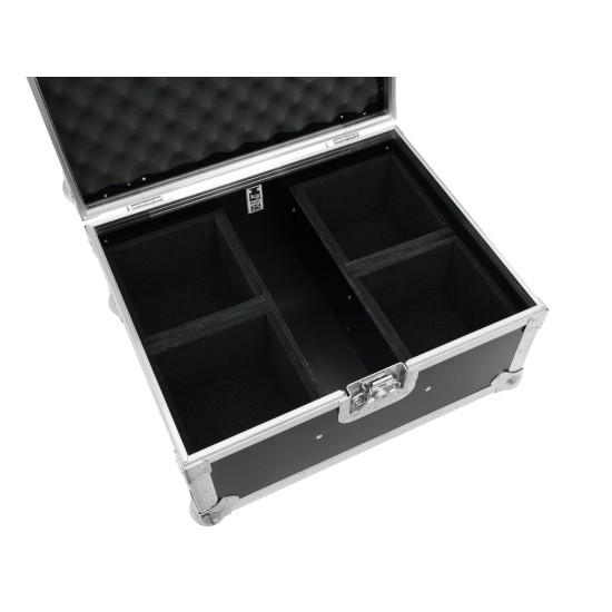 ROADINGER Flightcase Professionale per 4 AKKU UP 4 QCL Spot con QuickDMX e Vano Accessori