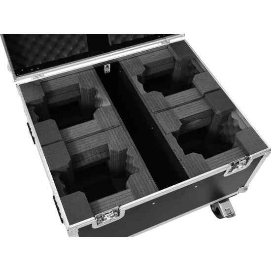 ROADINGER Flightcase PRO con Ruote per 4 LED TMH-X1 Beam a Testa Mobile