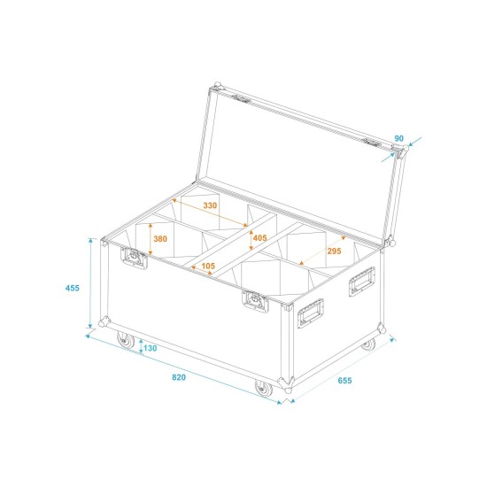 ROADINGER Flightcase Professionale con Ruote - 4x LED THA-100F/THA-120PC
