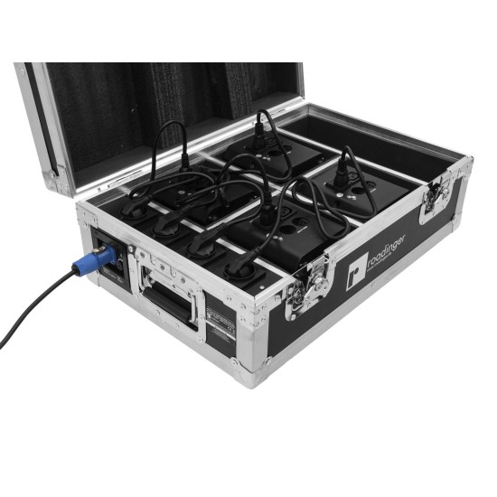 ROADINGER Flightcase per 4 AKKU TL-3 Trusslight con QuickDMX e Funzione di Ricarica