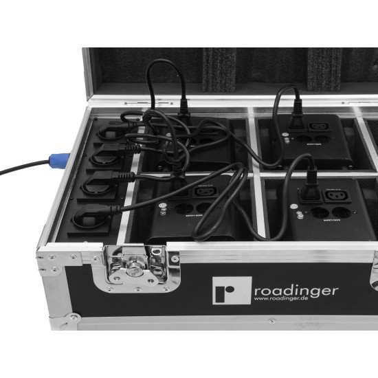 ROADINGER Flightcase per 4 AKKU TL-3 Trusslight con QuickDMX e Funzione di Ricarica