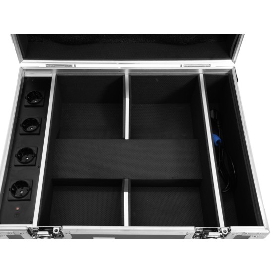 Flightcase ROADINGER per 4 AKKU IP UP-4 QuickDMX con Ricarica e Ruote Girevoli