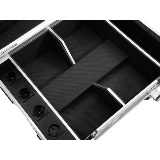 Flightcase ROADINGER per 4 AKKU IP UP-4 QuickDMX con Ricarica e Ruote Girevoli