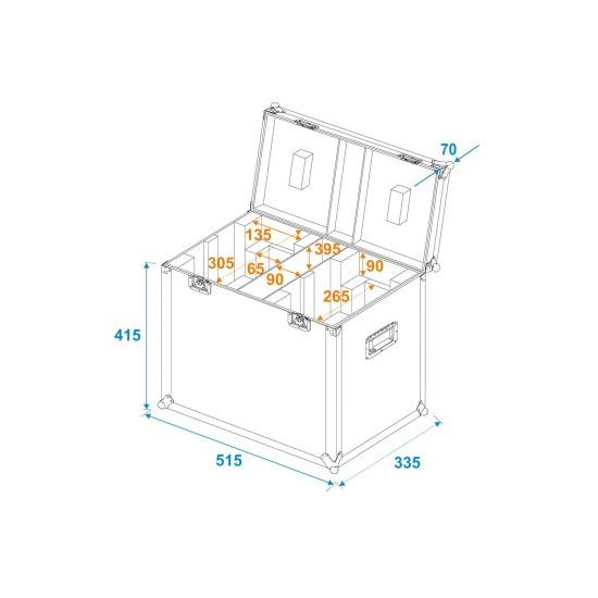 ROADINGER Flightcase per 2 LED TMH-41 - Protezione Ottimale e Vano Accessori