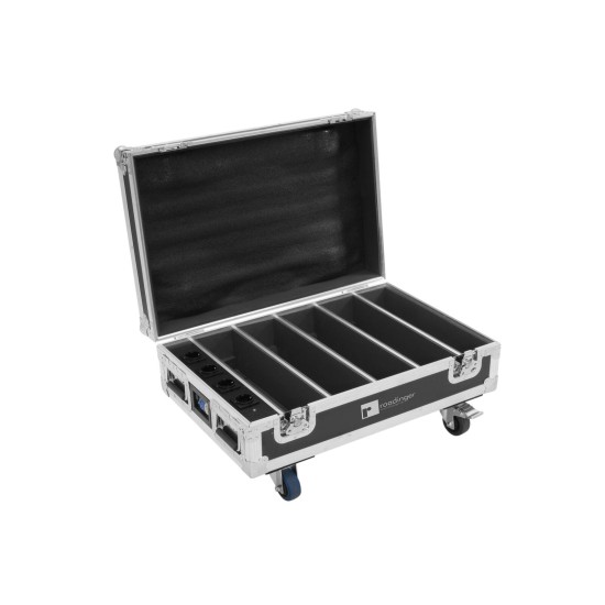 ROADINGER Flightcase per 4 AKKU BAR-6 Glow QCL Flex con Ricarica e Funzione QuickDMX