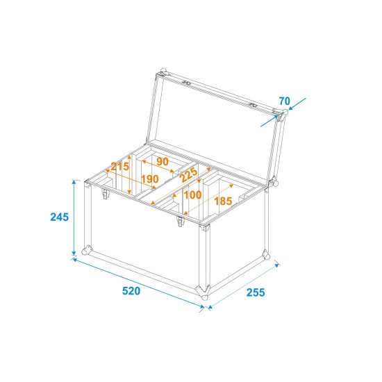 ROADINGER Flightcase per 2 LED TMH-17 con Vano Accessori e Struttura in Legno Multistrato