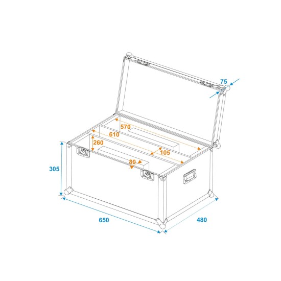 ROADINGER Flightcase Professionale per 2 LED PLL-360 con Vano Accessori