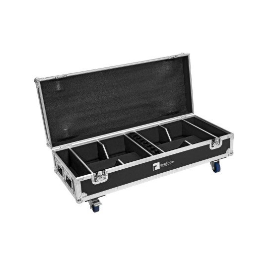 Flightcase ROADINGER per 8 AKKU IP UP-4 QuickDMX con Ricarica e Ruote Girevoli
