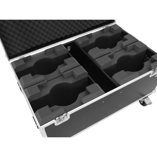 ROADINGER Flightcase PRO per 4 Moving Head LED TMH-X7 con Ruote Girevoli e Vano Accessori