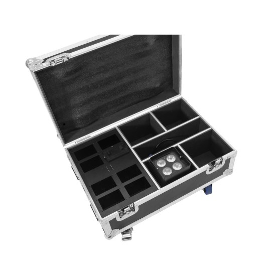 ROADINGER Flightcase Professionale con Ricarica per 4 AKKU IP UP-4 Plus HCL Spot WDMX