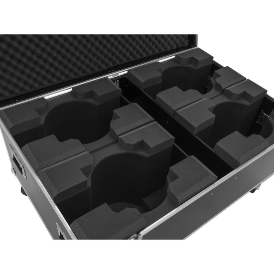 ROADINGER Flightcase per 4 LED TMH-X19 Moving Head con Ruote Girevoli e Hardware di Marca