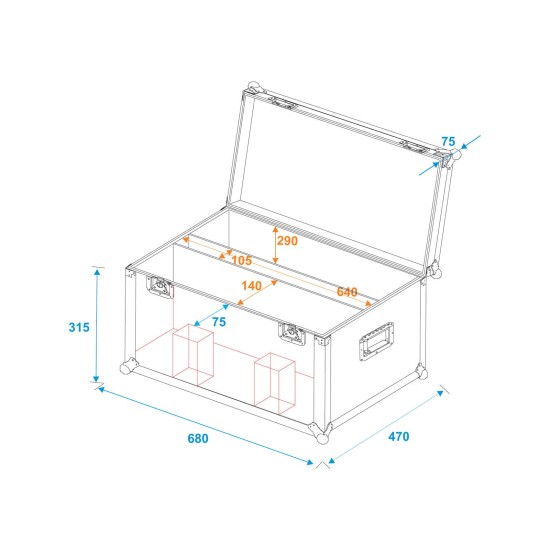 ROADINGER Flightcase per 2x LED PLL-480 - Custodia Professionale in Multistrato di Betulla