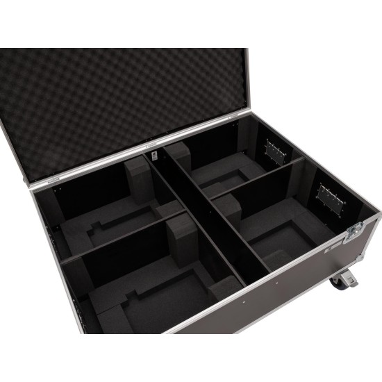 ROADINGER Flightcase PRO per 4 LED THA-150F con Ruote Girevoli e Vano Accessori