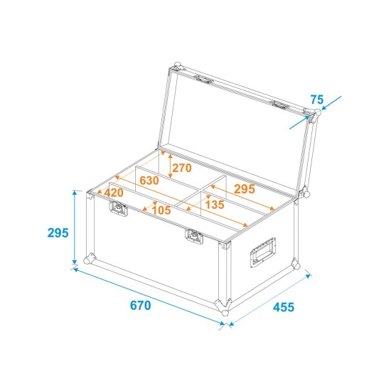 ROADINGER Flightcase 4x LED Silent Slim Spot - Custodia Professionale per Illuminazione