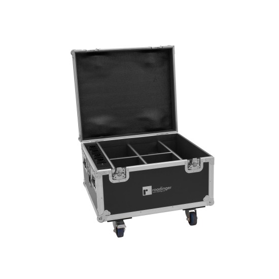 Flightcase ROADINGER per 4 AKKU IP PAR 7 QCL WDMX con Funzione di Ricarica e Ruote