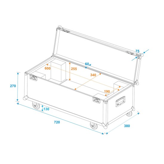 ROADINGER Flightcase con Rotelle per LED SL-350/SL-160, Imbottitura Schiuma, 50 kg