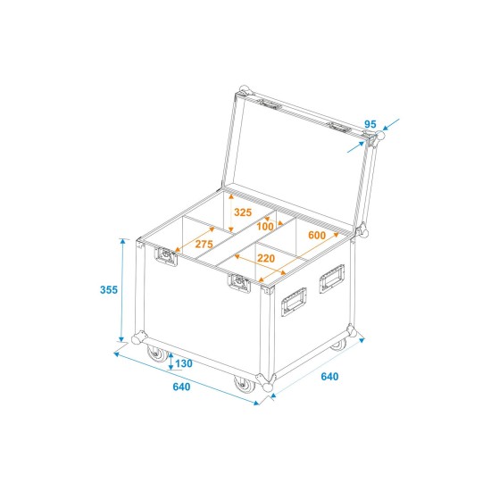 ROADINGER Flightcase 4x LED Theatre COB 100 con Ruote Girevoli e Imbottitura in Schiuma