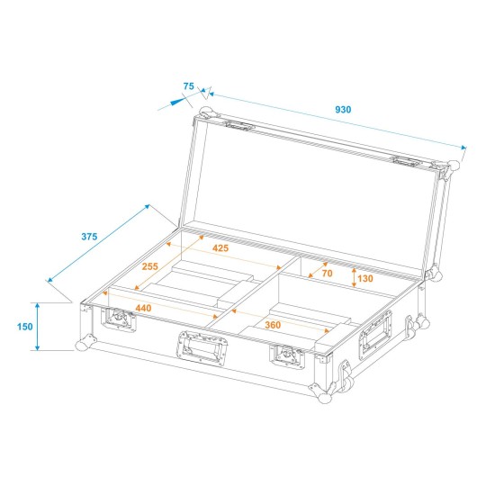 ROADINGER Flightcase Professionale per 2x LED TSL-1000 con Trolley