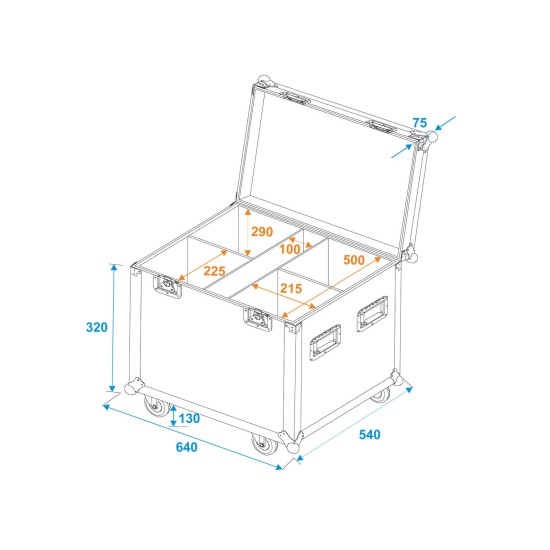 ROADINGER Flightcase PRO con Rotelle per 4 LED IP PAR 7x8W e 7x9W - Custodia Protettiva per Illuminazione