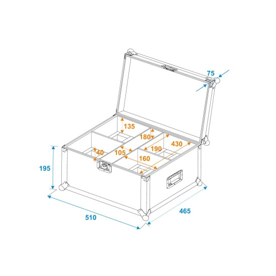 ROADINGER Flightcase per 4x THA-20PC - Valigia Protettiva LED da Palco