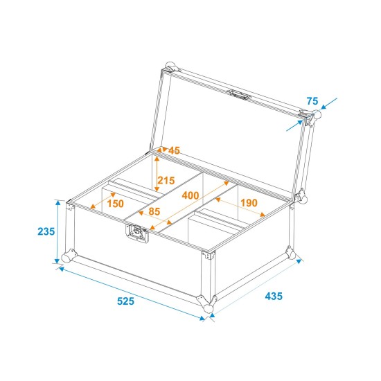 Flightcase ROADINGER per 4 AKKU UP-4 Entry/IP UP-4 - Custodia Robusta in Legno Multistrato