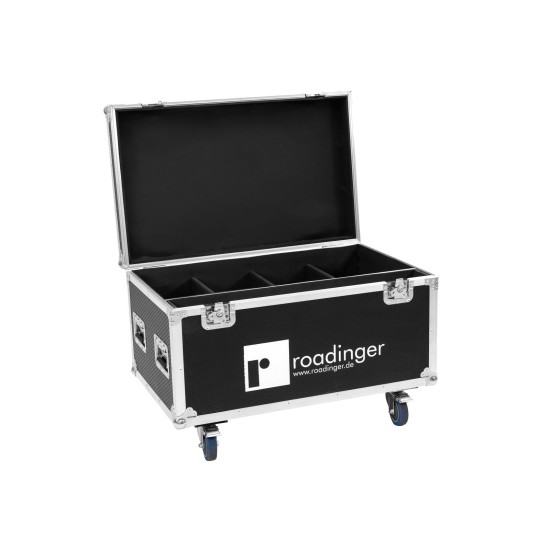 ROADINGER Flightcase per 4x LED IP Atmo Blinder 9 con Ruote e Imbottitura Schiuma