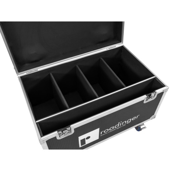 ROADINGER Flightcase per 4x LED IP Atmo Blinder 9 con Ruote e Imbottitura Schiuma