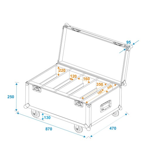 ROADINGER Flightcase Professionale con Ruote per 4x LED PLL-384, Custodia Antiurto
